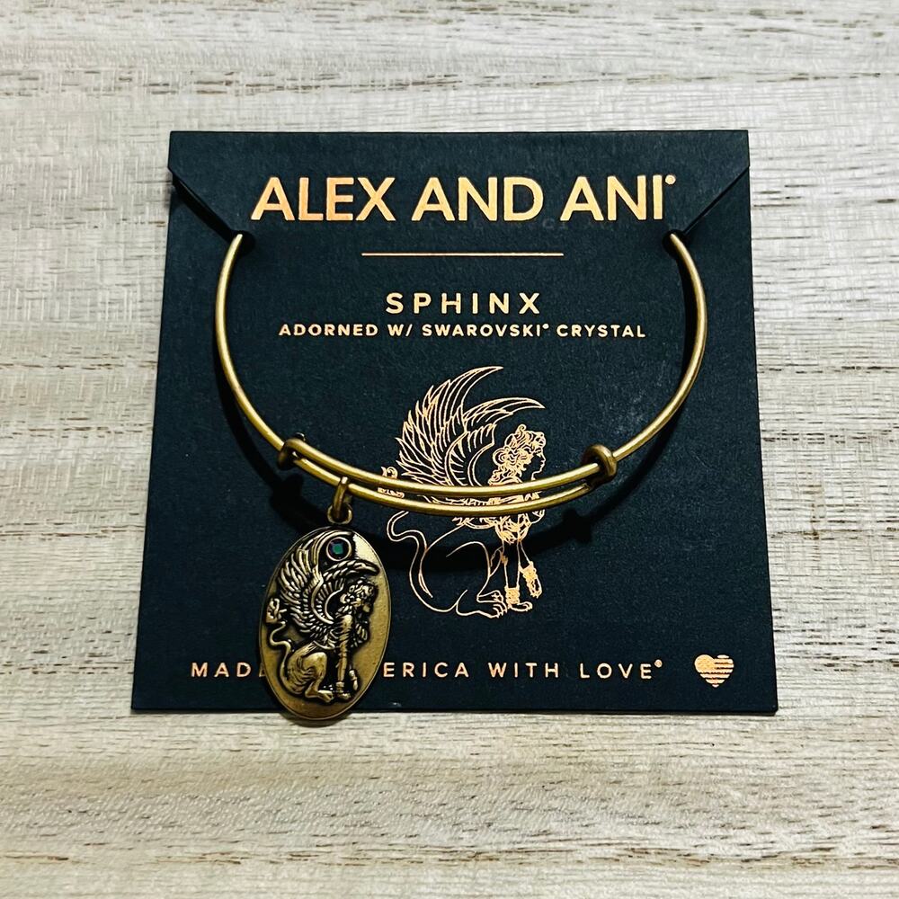 New Alex and Ani "Path of Symbols" Sphinx Charm Bangle Bracelet in Rafaelian - Picture 3 of 7